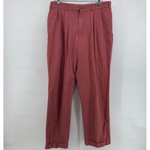Bills Khakis Red Mens 35x32 Pleated Preppy Straight Leg USA Made Chino Pants
